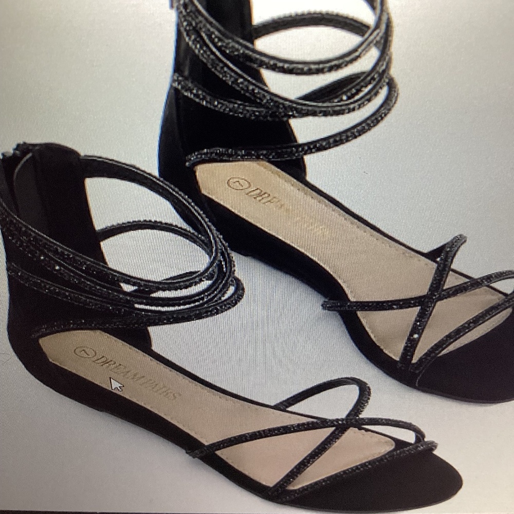 ANKLE STRAP RHINESTONE SANDALS (NWOT) (Size:10)